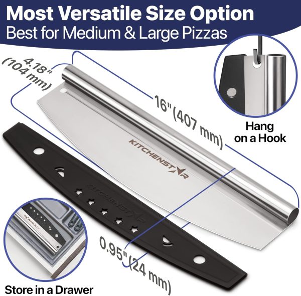 KitchenStar Pizza Cutter Stainless Steel Rocking Blade-3