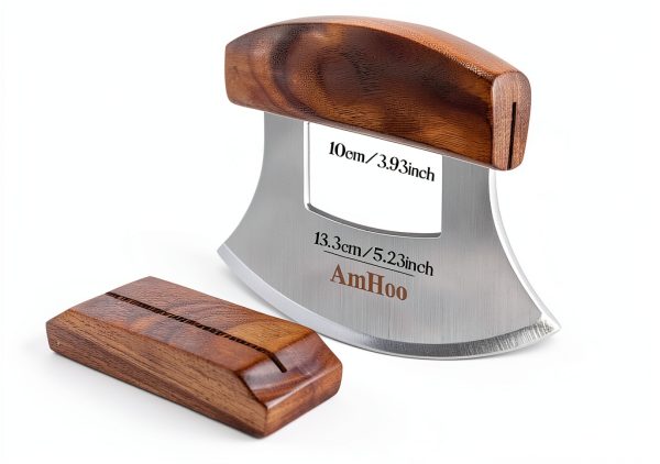 AmHoo Pizza Cutter Stainless Steel Blade Wood Handle Kitchen-1