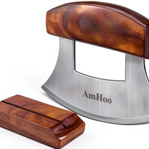 AmHoo Pizza Cutter Stainless Steel Blade Wood Handle Kitchen-0