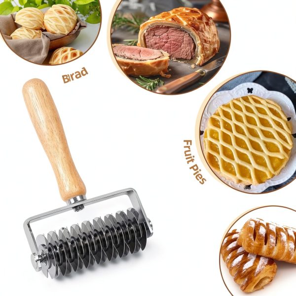 JuyVerq Lattice Roller Cutter Stainless Steel Pie Crust Tool-2