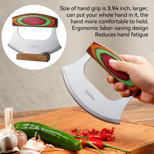 AmHoo Pizza Cutter Stainless Steel Blade Wooden Handle-3