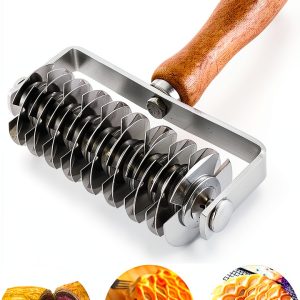 AMPSEVEN Pizza Cutter Stainless Steel Lattice Roller Baker-0