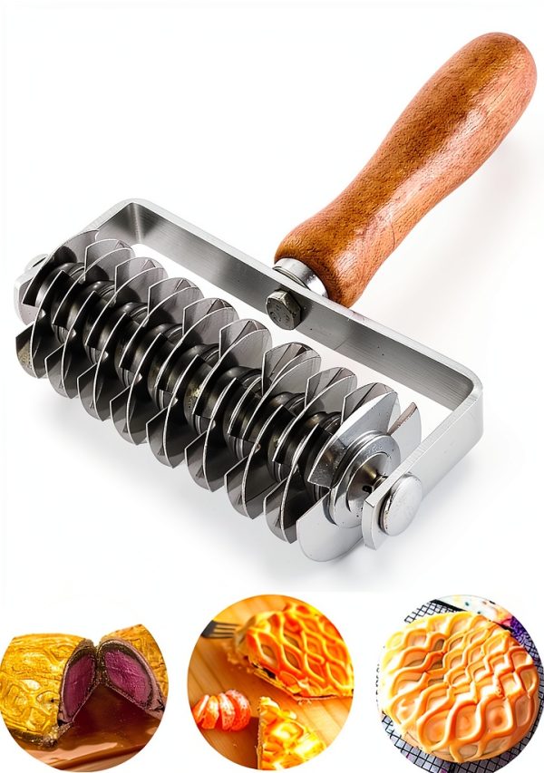 AMPSEVEN Pizza Cutter Stainless Steel Lattice Roller Baker-0