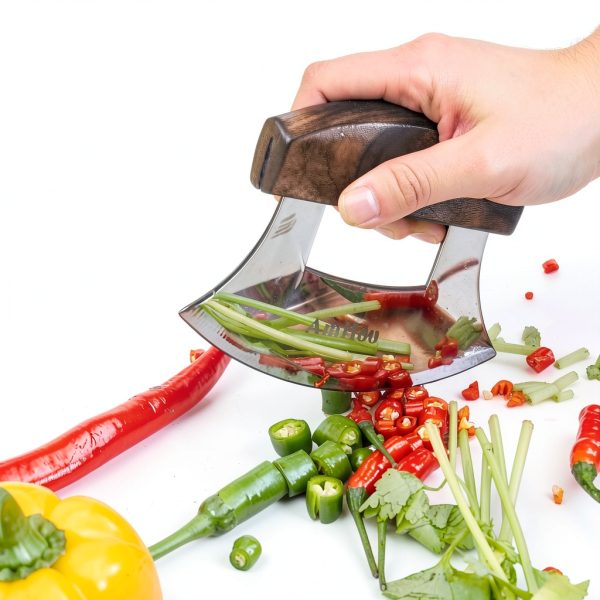 AmHoo Pizza Cutter Stainless Steel Blade Wood Handle Kitchen-4