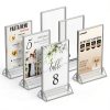 NIUBEE 6Pack 4x6 Clear Acrylic Sign Holder with Silver Borders and Vertical Stand, Double Sided Table Menu Holders Picture Frames for Wedding Table Numbers, Restaurant Signs, Photos and Art Display-0