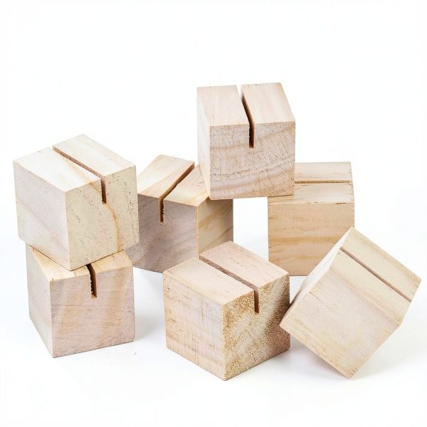 Wood Place Card Holders 20pcs Table Number Stands with Brown Cards-4