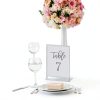 NIUBEE 6Pack 4x6 Clear Acrylic Sign Holder with Silver Borders and Vertical Stand, Double Sided Table Menu Holders Picture Frames for Wedding Table Numbers, Restaurant Signs, Photos and Art Display-1