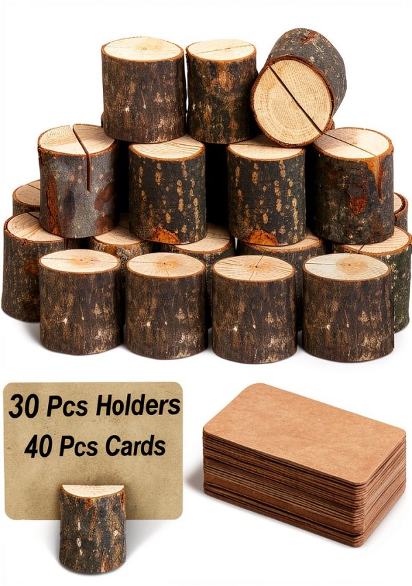 Wood Place Card Holders Toncoo Rustic Table Number Holders with Kraft-0