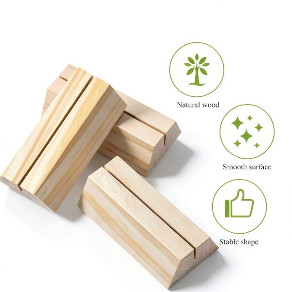 Marsui 12 Pcs Wood Place Card Holders Trapezoidal Wooden Table Number Holder Sign Support Stand for Name Card for Christmas Wedding Retail Shop Birthday Party Event Home Decor(12 Packs,0.06 Inches)-4