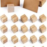 Wood Place Card Holders 20pcs Table Number Stands with Brown Cards-0