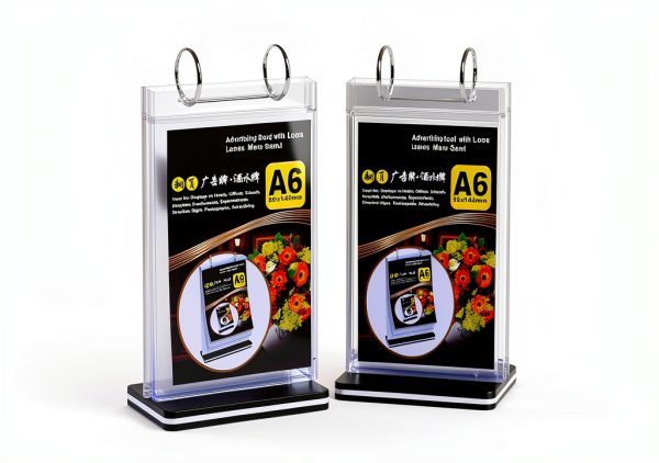 Table Flip Menu Holder 2Pcs by AMUSCHAT 6 Page Transparent PVC Stand-0