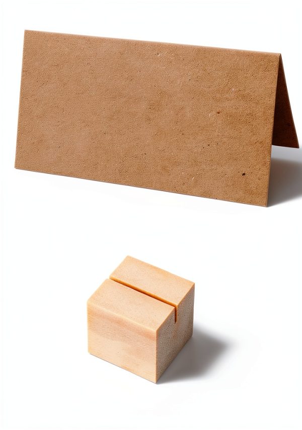 Wood Place Card Holders 20pcs Table Number Stands with Brown Cards-1