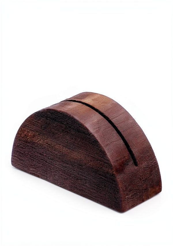 12 Pcs Wooden Table Number Stands, Wood Place Card Holder Photo Holders for Tables Semicircular Design Table Number Holders for Office Tag Photo Menu-2