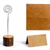 Wood Place Card Holders 20pcs Rustic Stands + 30 Kraft Cards –-1
