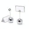 60 Pcs Disco Ball Table Number Holders, Silver Place Card Holders with Swirl Wire, Name Cards Photo Stand, Disco Ball Centerpiece Decor for Display Menu Wedding Party Birthday (2 Inch)-2
