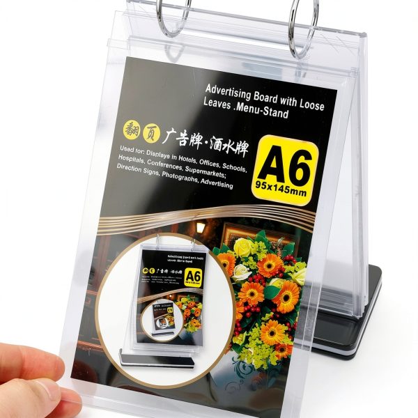Table Flip Menu Holder 2Pcs by AMUSCHAT 6 Page Transparent PVC Stand-6
