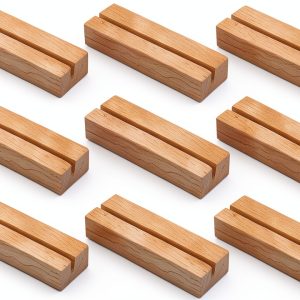 12Pcs 3.15Inch/8cm Wood Place Card Holders, Card Stand Table Number Holders Picture Holder for Wedding Party Events Display-0