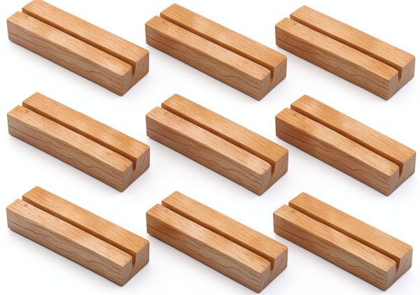 12Pcs 3.15Inch/8cm Wood Place Card Holders, Card Stand Table Number Holders Picture Holder for Wedding Party Events Display-0