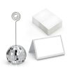 60 Pcs Disco Ball Table Number Holders, Silver Place Card Holders with Swirl Wire, Name Cards Photo Stand, Disco Ball Centerpiece Decor for Display Menu Wedding Party Birthday (2 Inch)-1