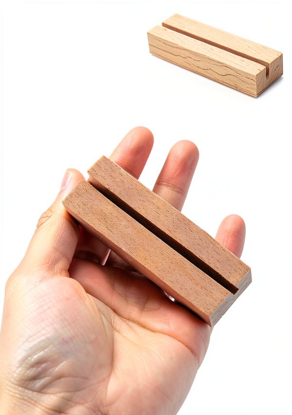 12Pcs 3.15Inch/8cm Wood Place Card Holders, Card Stand Table Number Holders Picture Holder for Wedding Party Events Display-1