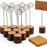 Wood Place Card Holders 20pcs Rustic Stands + 30 Kraft Cards –-0