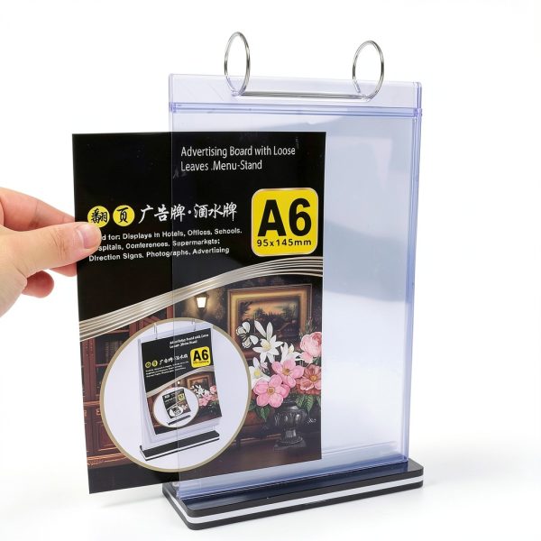 Table Flip Menu Holder 2Pcs by AMUSCHAT 6 Page Transparent PVC Stand-3