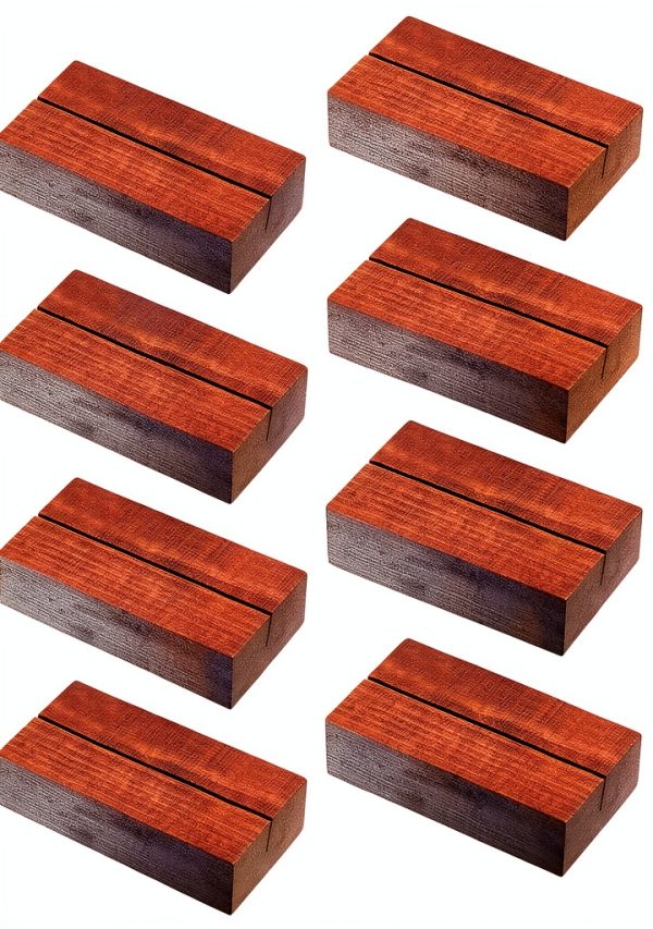 Wood Place Card Holders Walnut Pedestal Number Stands-0