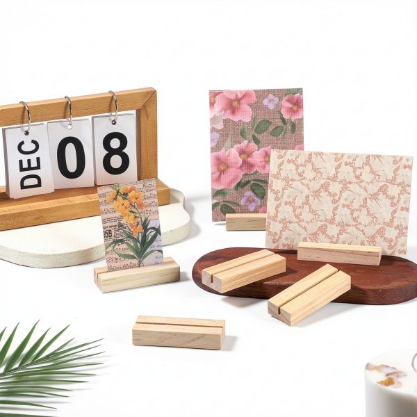 Wood PlaceCard Holders by Psiriol – Sturdy Hand‑Polished Set of 6-2