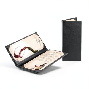 Restaurant Menu Covers Holders JK PREMIUMS PU 2‑View 4.25×11 Black-0