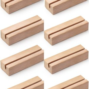 8 Pieces Wood Place Card Holders Table Number Holders Rustic Number Stands for Wedding Party Table Decoration-0