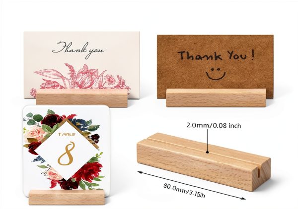 8 Pieces Wood Place Card Holders Table Number Holders Rustic Number Stands for Wedding Party Table Decoration-2