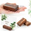 Wood Place Card Holders Walnut Pedestal Number Stands-4