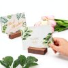 Wood Place Card Holders Walnut Pedestal Number Stands-2