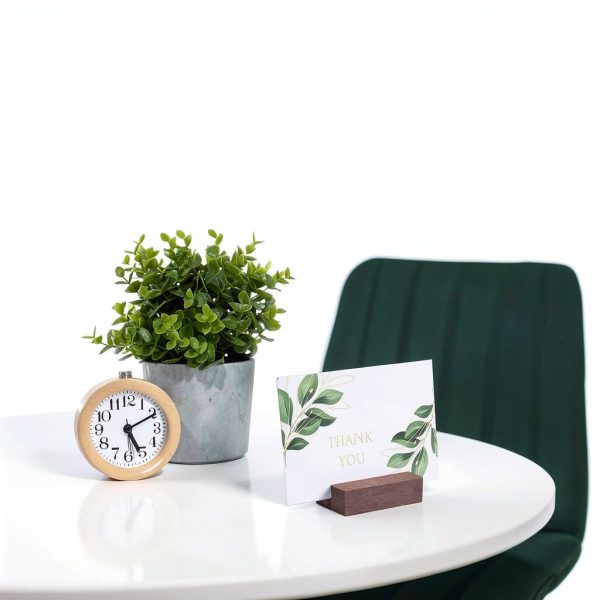 Wood Place Card Holders Walnut Pedestal Number Stands-5